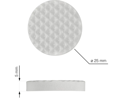 Okrúhly brúsny rúnový kotúč s priemerom 25 mm a hrúbkou 5 mm.