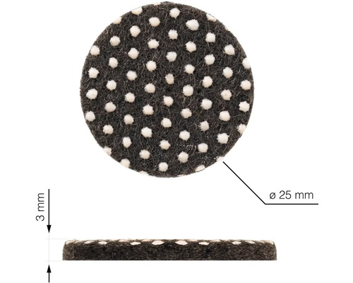 Filcové klzáky, priemer 25 mm, hrúbka 3 mm