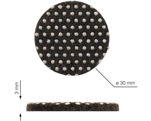 Okrúhly klzák z plsti, priemer 30 mm, hrúbka 3 mm