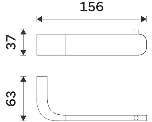 Technický nákres kľučky dverí s rozmermi