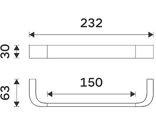 Technický nákres držiaka na uteráky s rozmermi