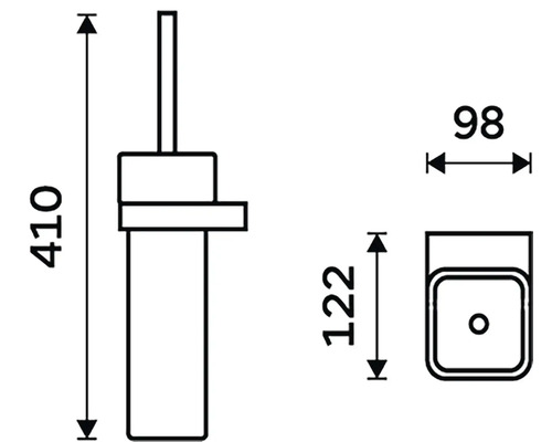 Technický nákres WC kefy s rozmermi