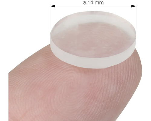 Priehľadný klzák na nábytok, priemer 14 mm, na prste