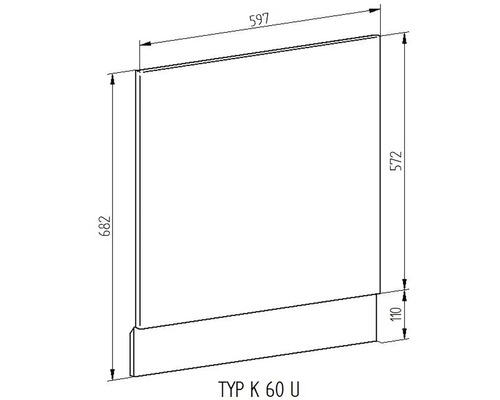 Technický nákres sprchovej steny s rozmermi