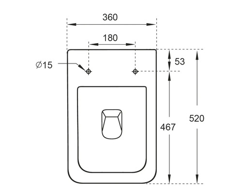 Technický nákres toalety s rozmermi