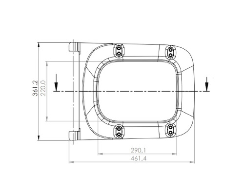 Technický nákres okenného rámu s rozmermi