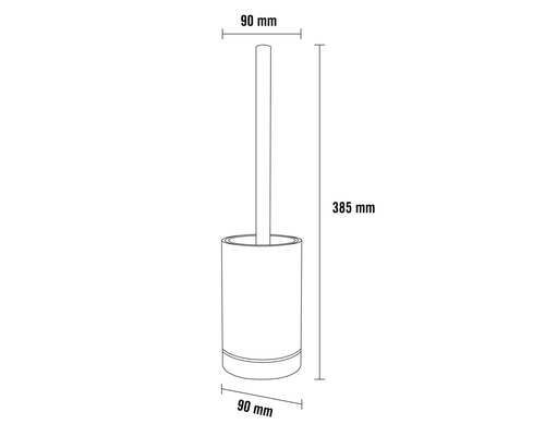 WC kefa s výškou 385 mm a priemerom 90 mm.
