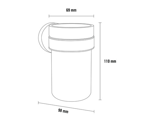 Ilustrácia kontajnera s rozmermi 69 mm x 98 mm x 110 mm