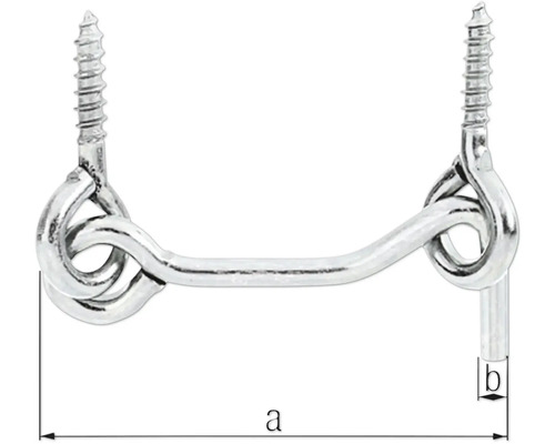 Drôtený hák s okom a skrutkami na určenie veľkosti