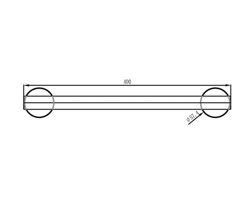 Technický výkres tyče s dĺžkou 400 a priemerom 57,4.
