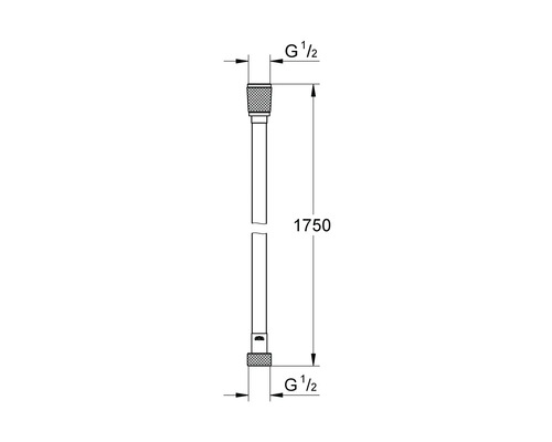 Technický nákres sprchovej hadice s rozmermi 1750 mm a G 1/2