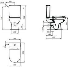 WC kombi set Ideal Standard Exacto bez splachovacieho kruhu vč. WC dosky R006901-thumb-3