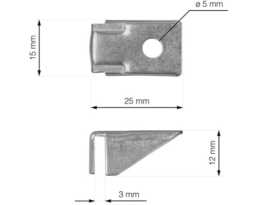 Obrázok montážnej spony s rozmermi