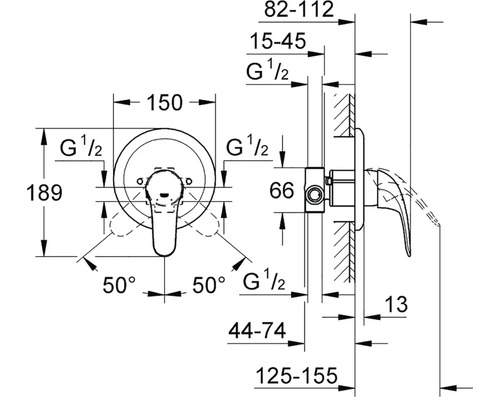Technický nákres armatúry s rozmermi