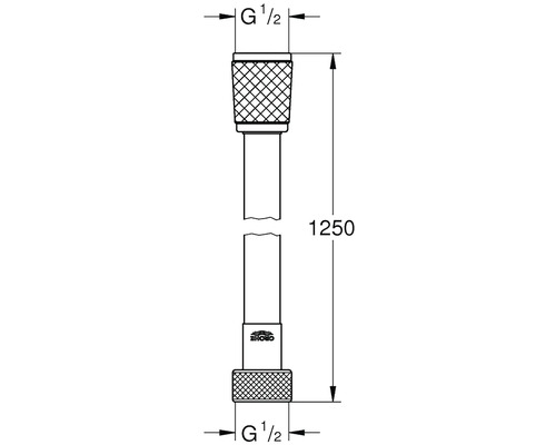 Obrázok sprchovej hadicovej prípojky s rozmermi 1250 mm a G 1/2