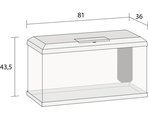 Akvárium s rozmermi 81 x 36 x 43,5 cm