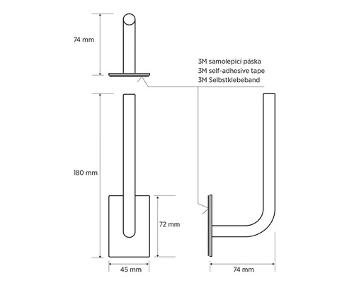 Technický nákres držiaka na uteráky s rozmermi