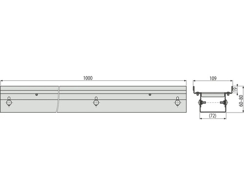 Technický nákres upevňovacieho profilu s rozmermi