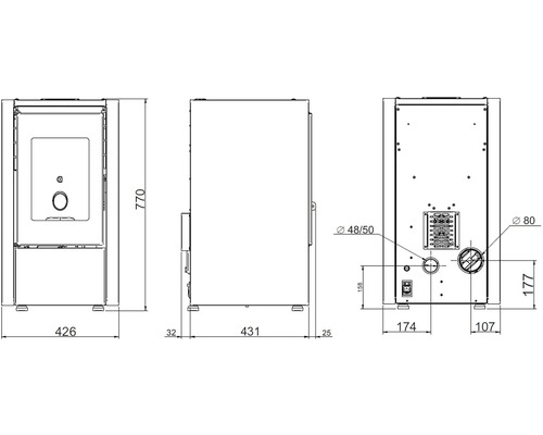 Technický nákres kachlí s rozmermi
