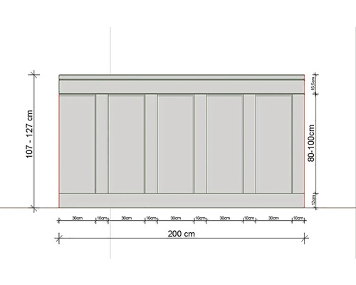 Nákres nástennej skrinky s rozmermi