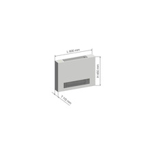 Schéma radiátorového konvektora s rozmermi 600 mm dĺžka, 450 mm výška a 115 mm hĺbka