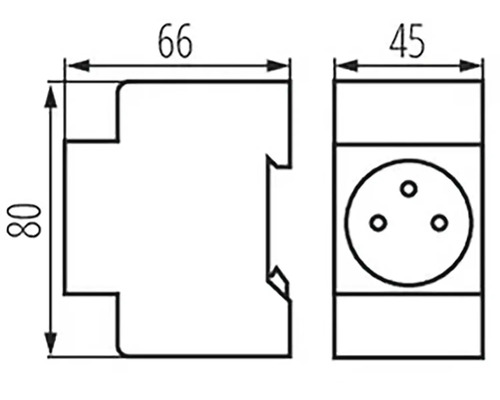 Technický výkres zástrčky spotrebiča s rozmermi 66, 80 a 45 milimetrov