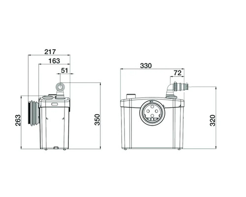 Technický nákres prečerpávacej stanice odpadových vôd s rozmermi
