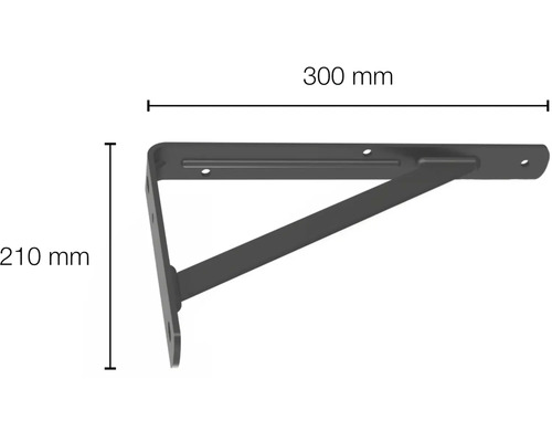 Policová konzola s rozmermi 300 mm x 210 mm.