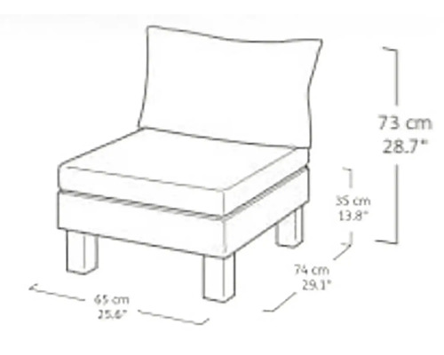 Nákres kresla s rozmermi