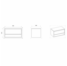 Nákres skrinky pod umývadlo s rozmermi