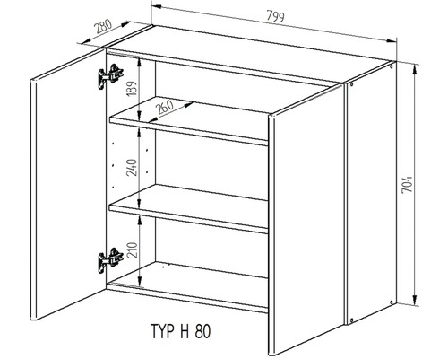 Skriňa s policami a rozmermi