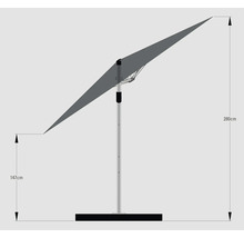 Nákres slnečníka s výškou 280 cm a 147 cm