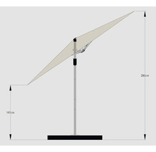 Bočný slnečník s rozmermi 147 cm a 280 cm