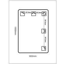 Obrázok s rozmermi: výška 1000 mm, šírka 800 mm, vzdialenosť 207,5 mm a 307,5 mm