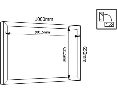 Nákres rámu s rozmermi 1000 mm x 650 mm
