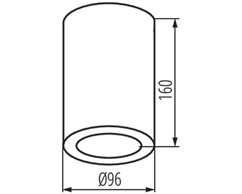 Technický nákres valcového produktu s rozmermi 96 a 160 milimetrov.