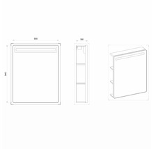 LED zrkadlo do kúpeľne s osvetlením Devo Sonus 2.0 s poličkou 55,5 x 94 cm IP 44 biela/čierna SO2-LUPL55x94-F01