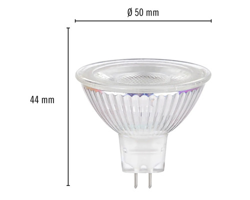 Žiarovka MR16 s rozmermi 44 x 50 milimetrov