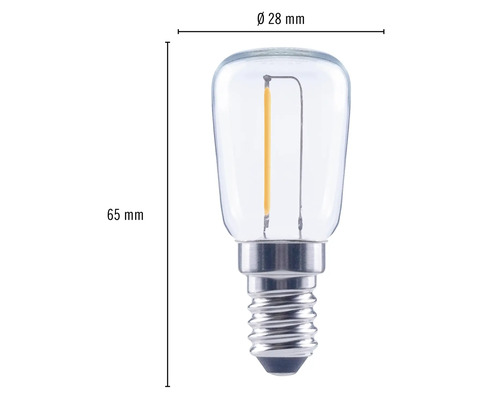 E14 LED žiarovka, priemer 28 mm, dĺžka 65 mm