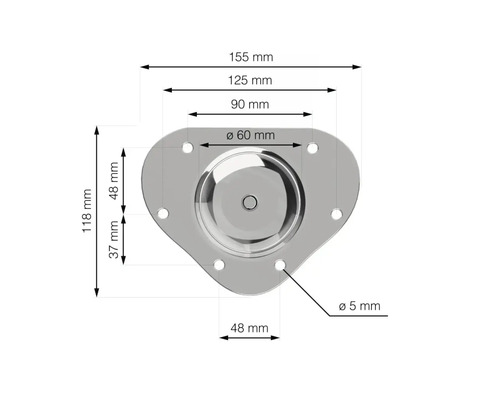 Technický nákres nábytkového kolieska s rozmermi