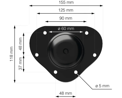 Technický nákres upevnenia nohy spotrebiča s rozmermi