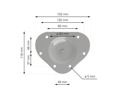 Rozmerový nákres upevnenia nohy spotrebiča s uvedením rozmerov