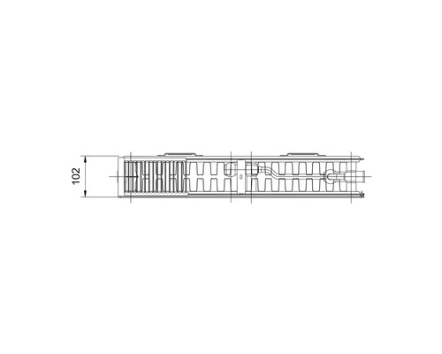 ROTHEIGNER Typ DK (22) - dvojrúrkový s konvektorom 8 prípojok 500 mm x 500 mm x 102 mm