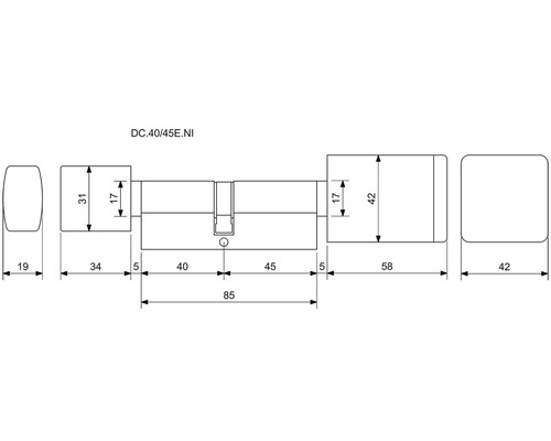 Technický nákres dverového valca s rozmermi