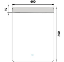 Technický výkres zrkadla s rozmermi 600 x 800 mm