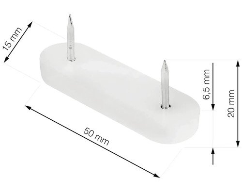 Klzný hmoždík s rozmermi 50 mm x 15 mm x 20 mm
