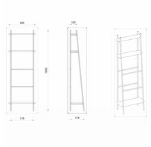 Policový regál do kúpeľne Devo Oval dub/čierna 60 x 180 x 31,8 cm OV-DR-D01L09