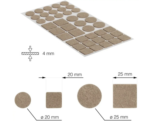 Sada plstených klzákov s rôznymi tvarmi a veľkosťami, hrúbka približne 4 milimetre