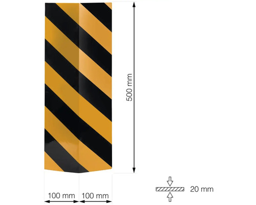 Ochranný profil s rozmermi 500 x 100 x 100 x 20 milimetrov
