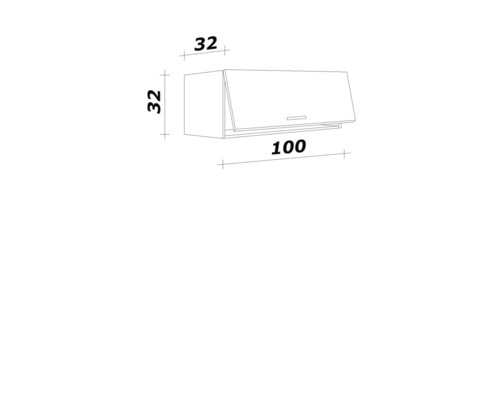 Nákres závesnej skrinky s rozmermi